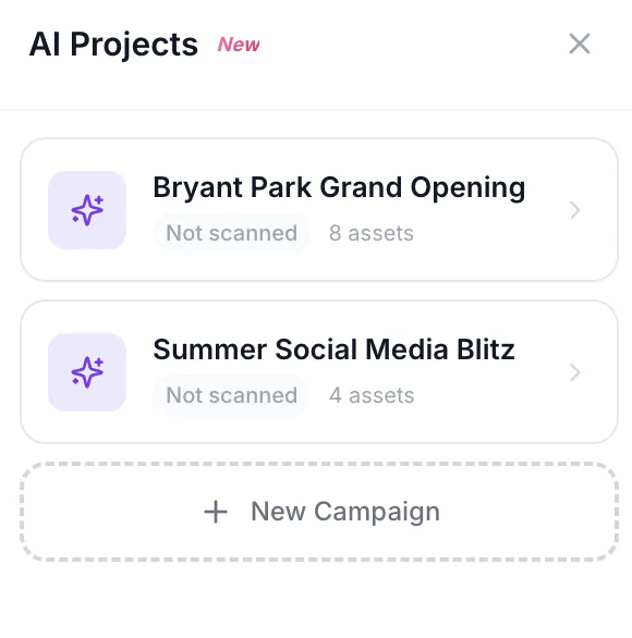 Campaigns, and whether anything has been scanned yet